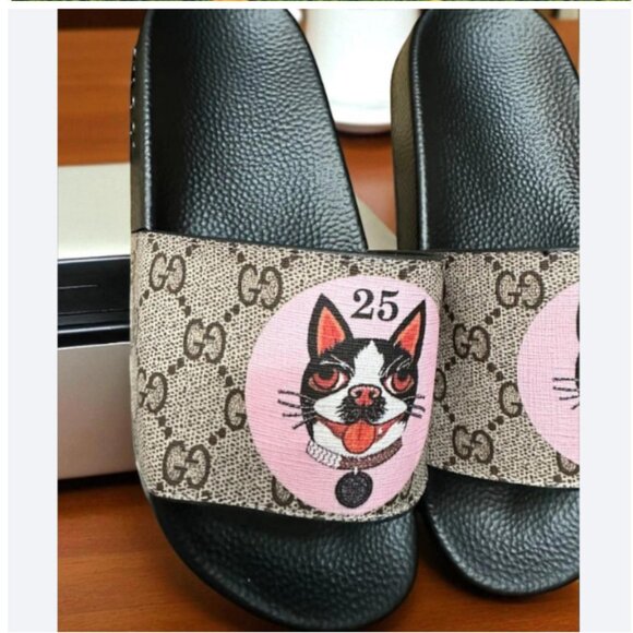 Women’s Leather Flip Flops with Print – Size 8 Beach Sandals - Picture 2 of 5